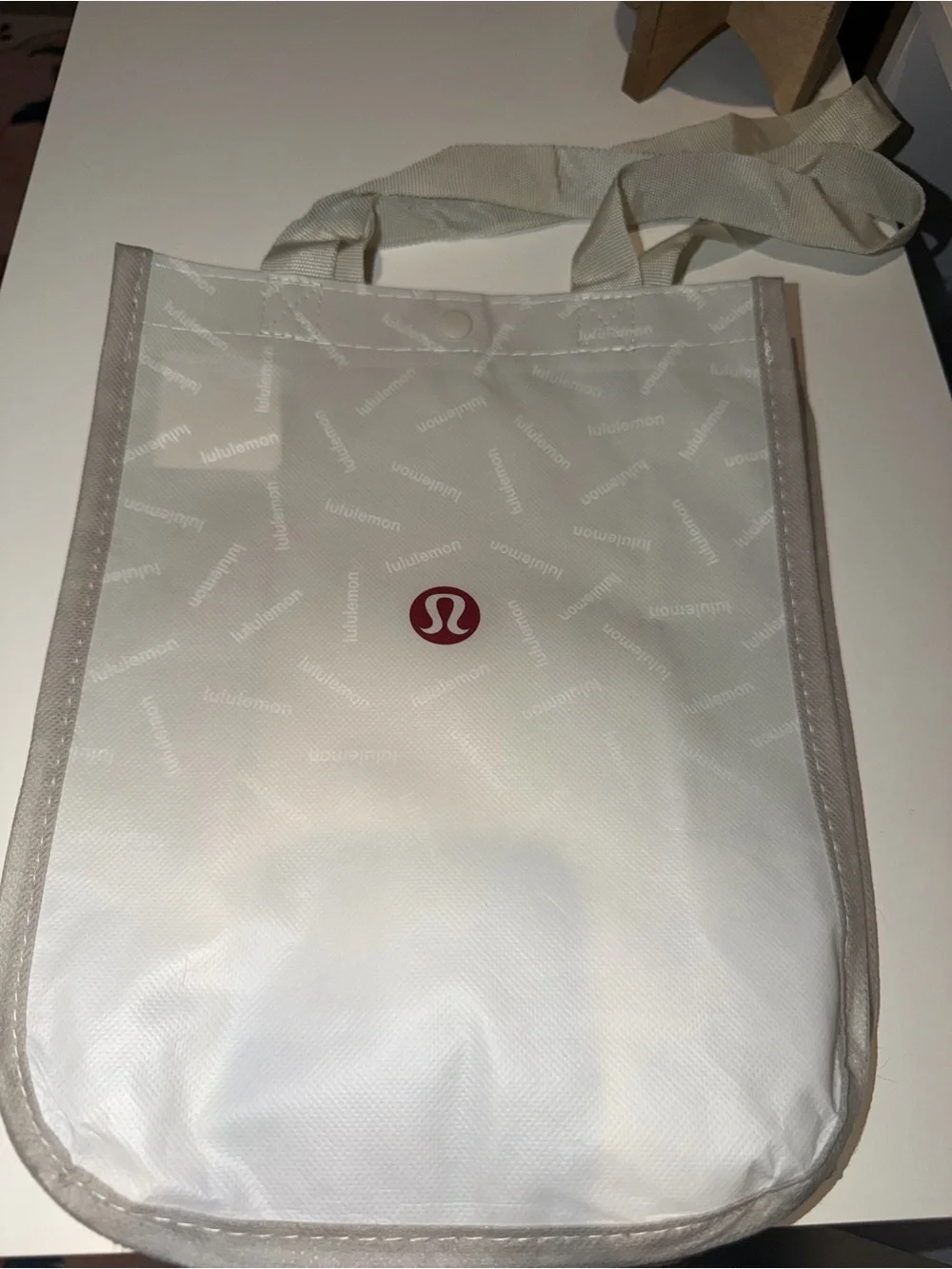 Lululemon Reusable White Logo Tote Bag